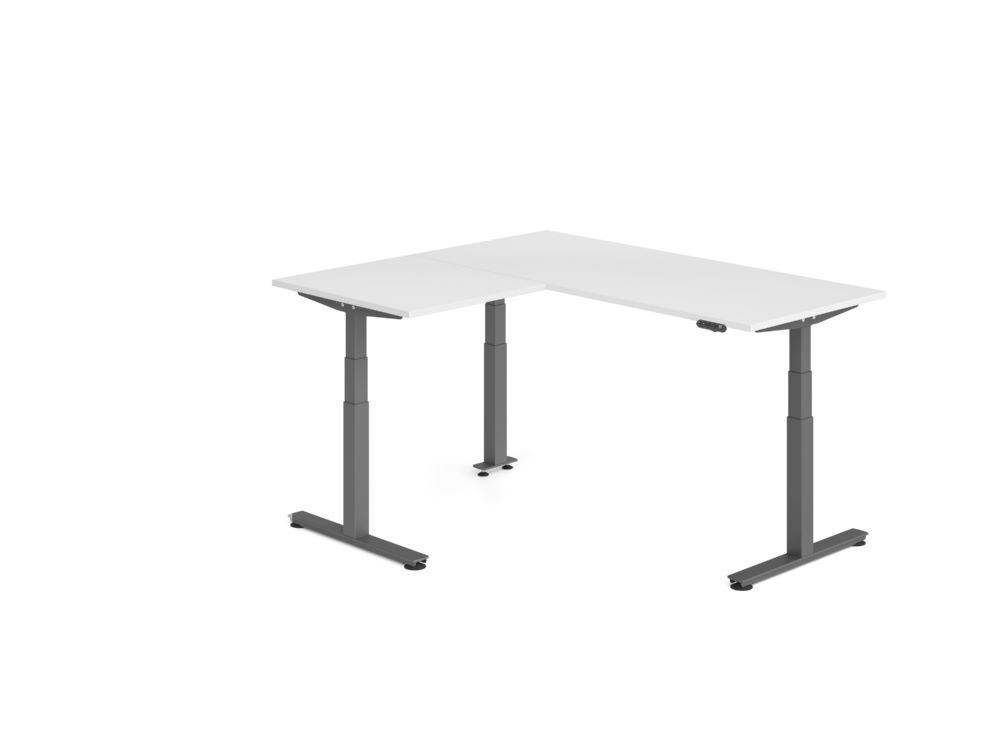 Produktbild Hammerbacher Sitz Steh Winkeltisch 160x180cm Weiß/Graphit