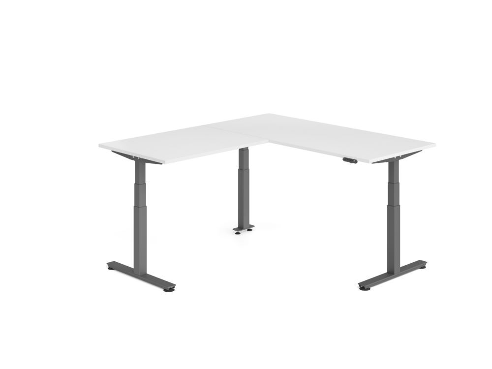 Produktbild Hammerbacher Sitz Steh Winkeltisch 200x180cm Weiß/Graphit