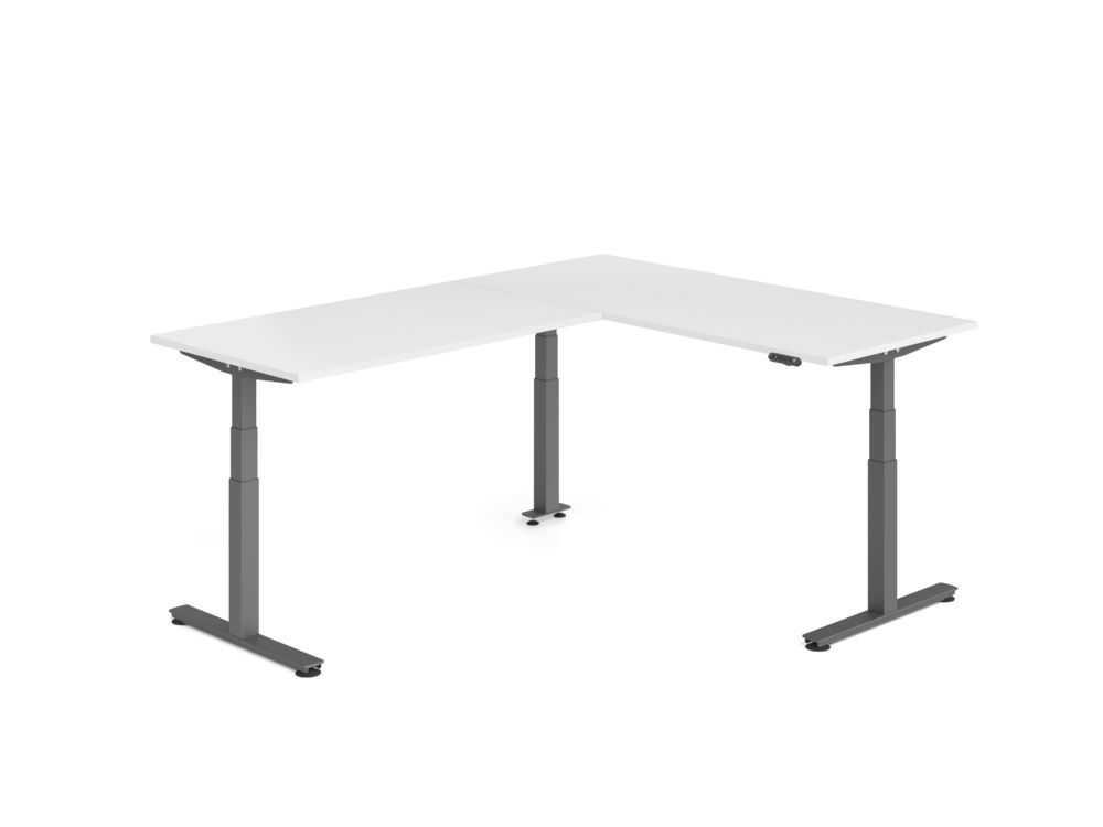 Produktbild Hammerbacher Sitz Steh Winkeltisch 240x180cm Weiß/Graphit