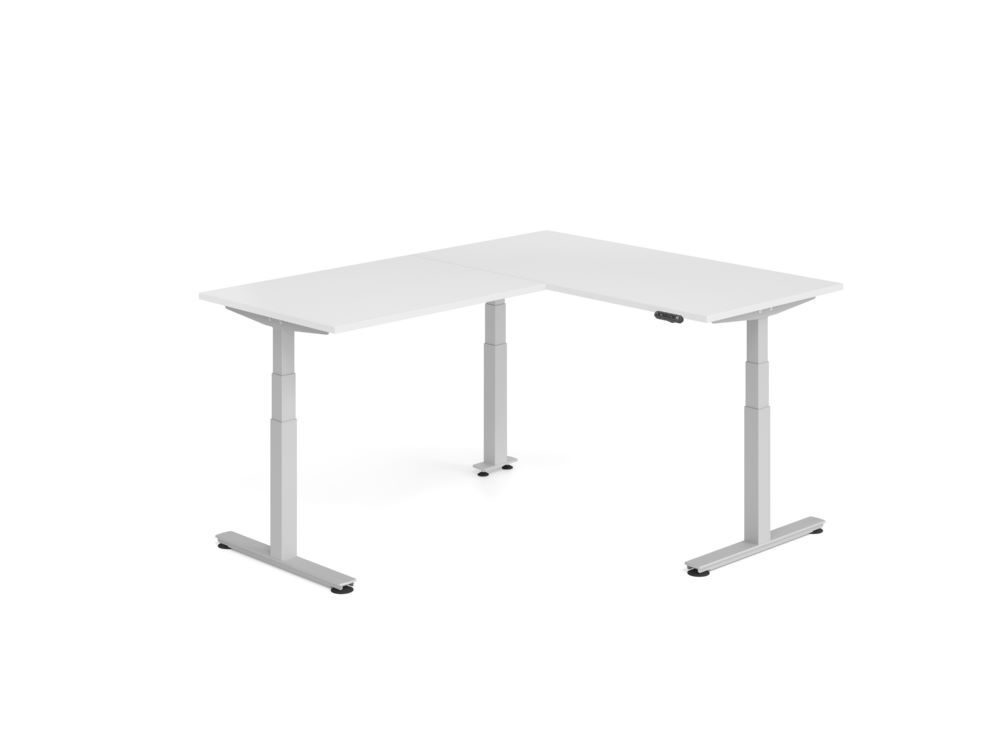 Produktbild Hammerbacher Sitz Steh Winkeltisch 200x160cm Weiß/Silber