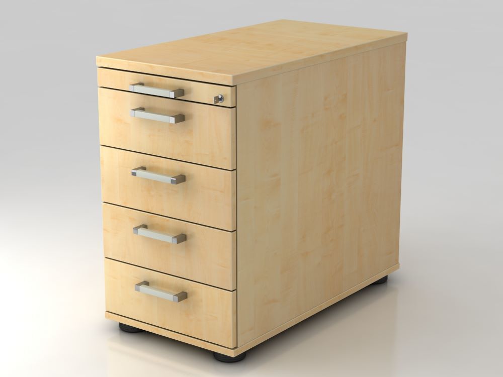 Hammerbacher Standcontainer 42,8 x 80 cm 4 Schubladen und Chromgriffe Ahorn Produktbild Hammerbacher Standcontainer 42,8 x 80 cm 4 Schubladen und Chromgriffe Ahorn