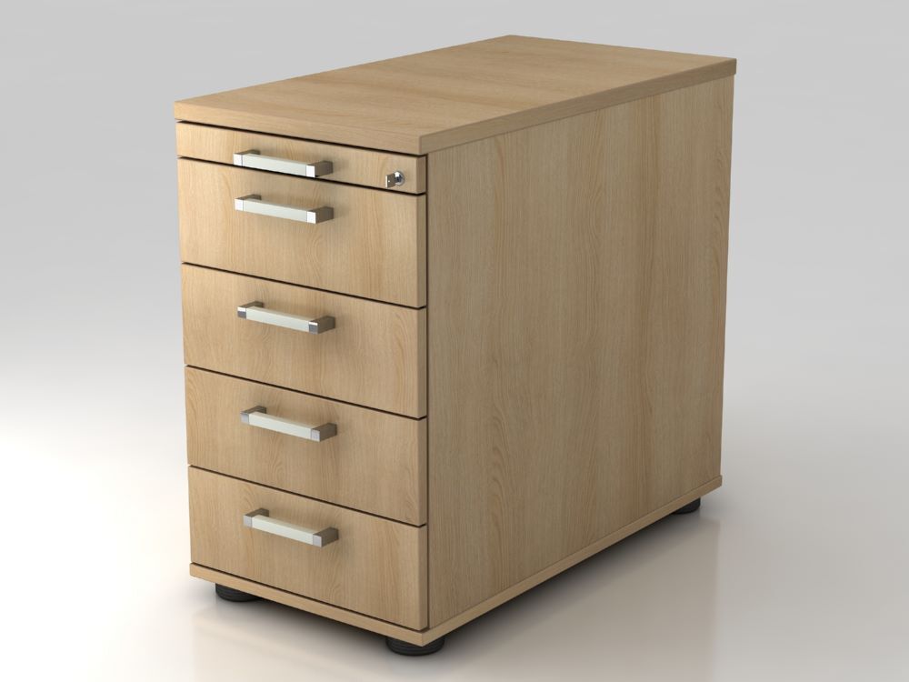 Hammerbacher Standcontainer SC50 80 cm 4 Schubladen Schloss CE Eiche Produktbild Hammerbacher Standcontainer SC50 80 cm 4 Schubladen Schloss CE Eiche