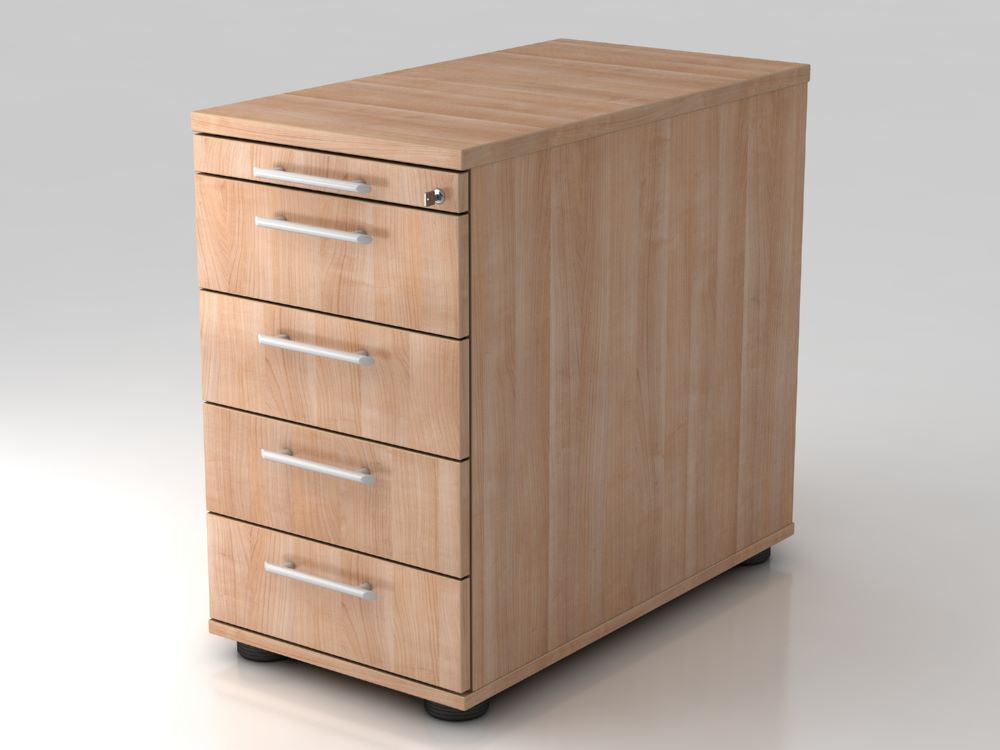 Hammerbacher Standcontainer 80 cm 4 Schubladen Schloss RE Nussbaum Produktbild Hammerbacher Standcontainer 80 cm 4 Schubladen Schloss RE Nussbaum