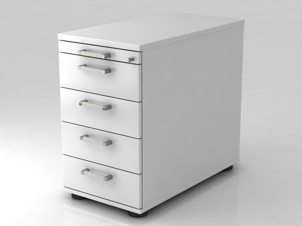 Hammerbacher SC50 Standcontainer 80 cm 4 Schubaden Schloss CE Weiß Produktbild Hammerbacher SC50 Standcontainer 80 cm 4 Schubaden Schloss CE Weiß