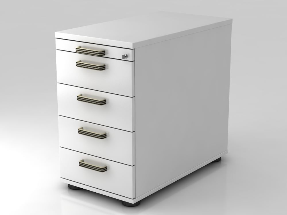 Hammerbacher Standcontainer 80 cm 4 Schubaden Schloss SG Weiß Produktbild Hammerbacher Standcontainer 80 cm 4 Schubaden Schloss SG Weiß