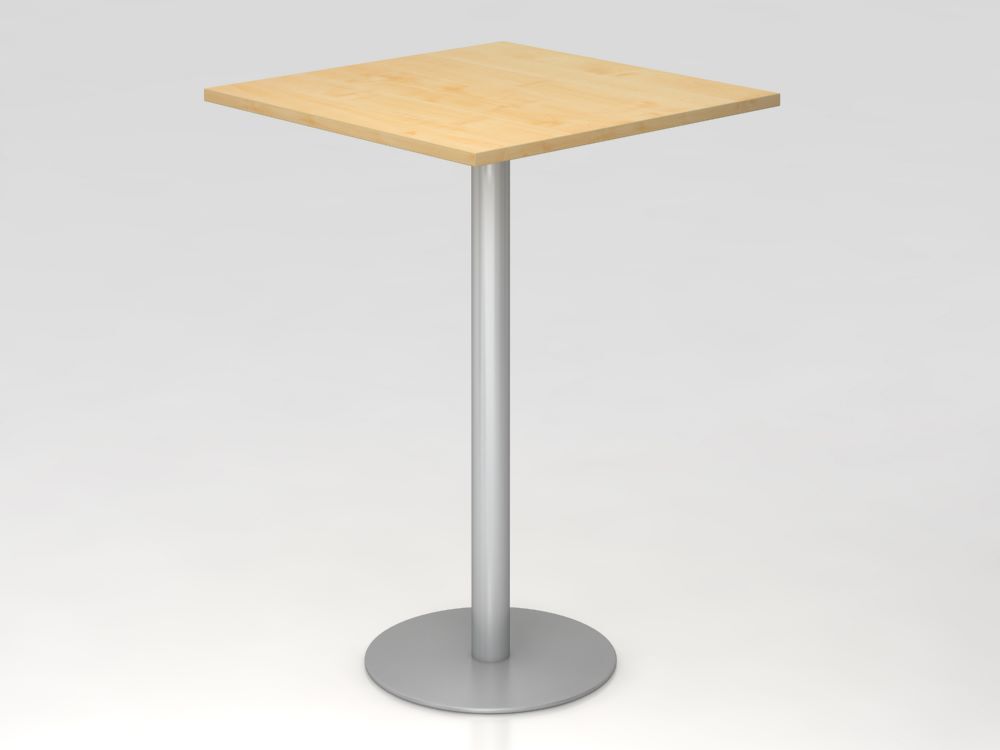 Hammerbacher Stehtisch 80 x 80 cm Ahorn / Silber Platte 50 cm Durchmesser Produktbild Hammerbacher Stehtisch 80 x 80 cm Ahorn / Silber Platte 50 cm Durchmesser