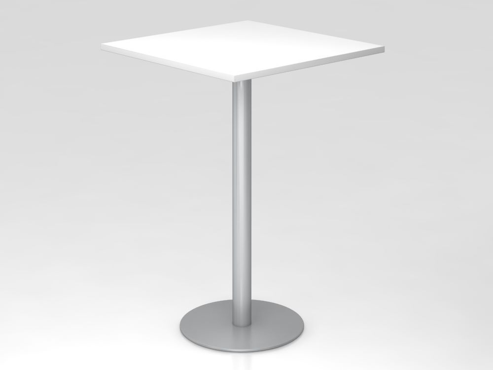 Hammerbacher Stehtisch 80 x 80 cm Weiß / Silber Höhe 111 cm Produktbild Hammerbacher Stehtisch 80 x 80 cm Weiß / Silber Höhe 111 cm