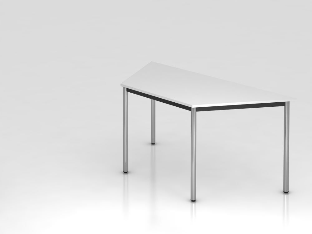 Produktbild Hammerbacher Trapeztisch Rundfuß 160x69cm Weiß/Chrom