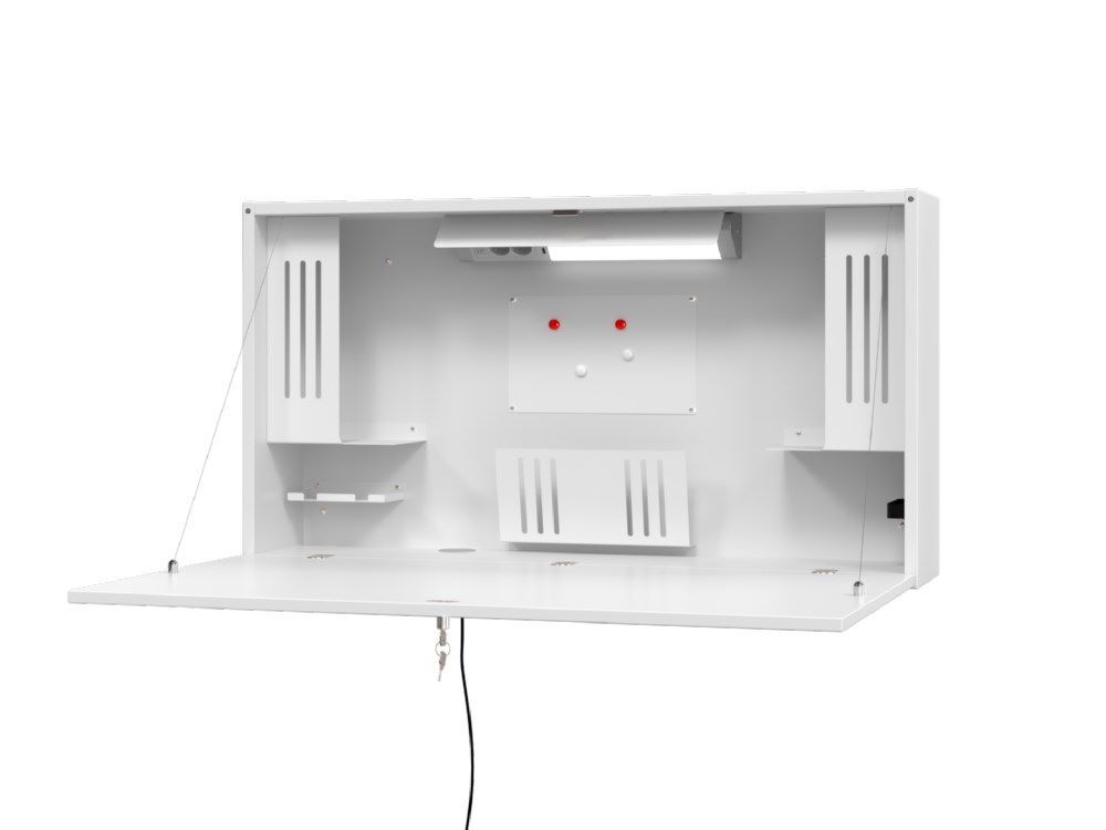 Hammerbacher Wandschreibtisch 120 x 26,5 x 65 cm Weiß / Weiß abschließbar Produktbild Hammerbacher Wandschreibtisch 120 x 26,5 x 65 cm Weiß / Weiß abschließbar