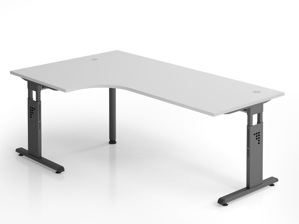 Hammerbacher Winkelschreibtisch OS82 C-Fuß 200 x 120 cm 90 Grad Grau höheneinstellbar Produktbild Hammerbacher Winkelschreibtisch OS82 C-Fuß 200 x 120 cm 90 Grad Grau höheneinstellbar