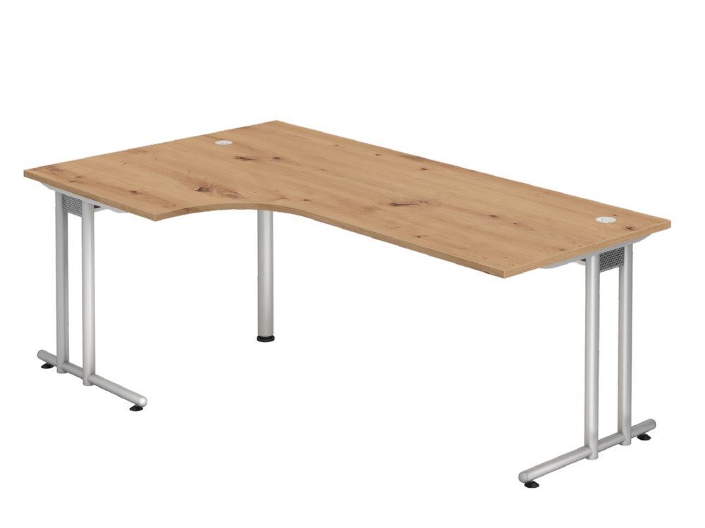 Hammerbacher Winkeltisch C-Fuß 200 x 120 cm 90 Grad Asteiche / Silber Produktbild Hammerbacher Winkeltisch C-Fuß 200 x 120 cm 90 Grad Asteiche / Silber