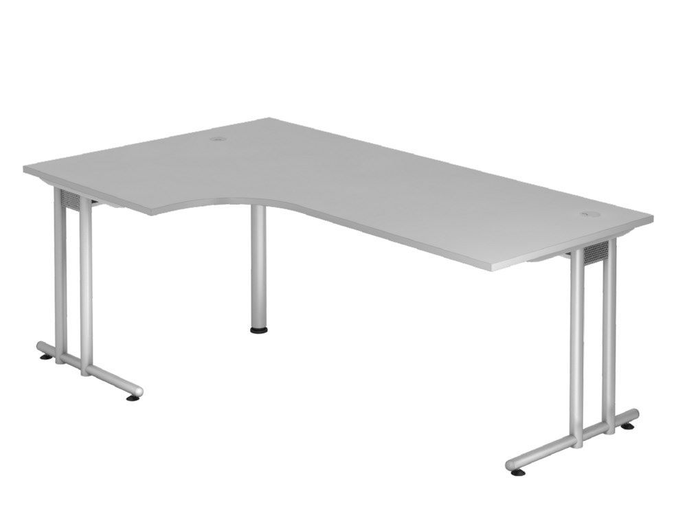 Hammerbacher Winkeltisch C-Fuß 200 x 120 cm 90 Grad Grau / Silber Produktbild Hammerbacher Winkeltisch C-Fuß 200 x 120 cm 90 Grad Grau / Silber