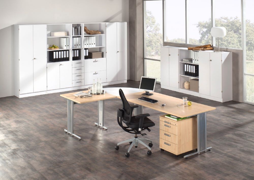 Produktbild Winkeltisch C-Fuß 200x120cm 90°Graphit/Silber bild 3