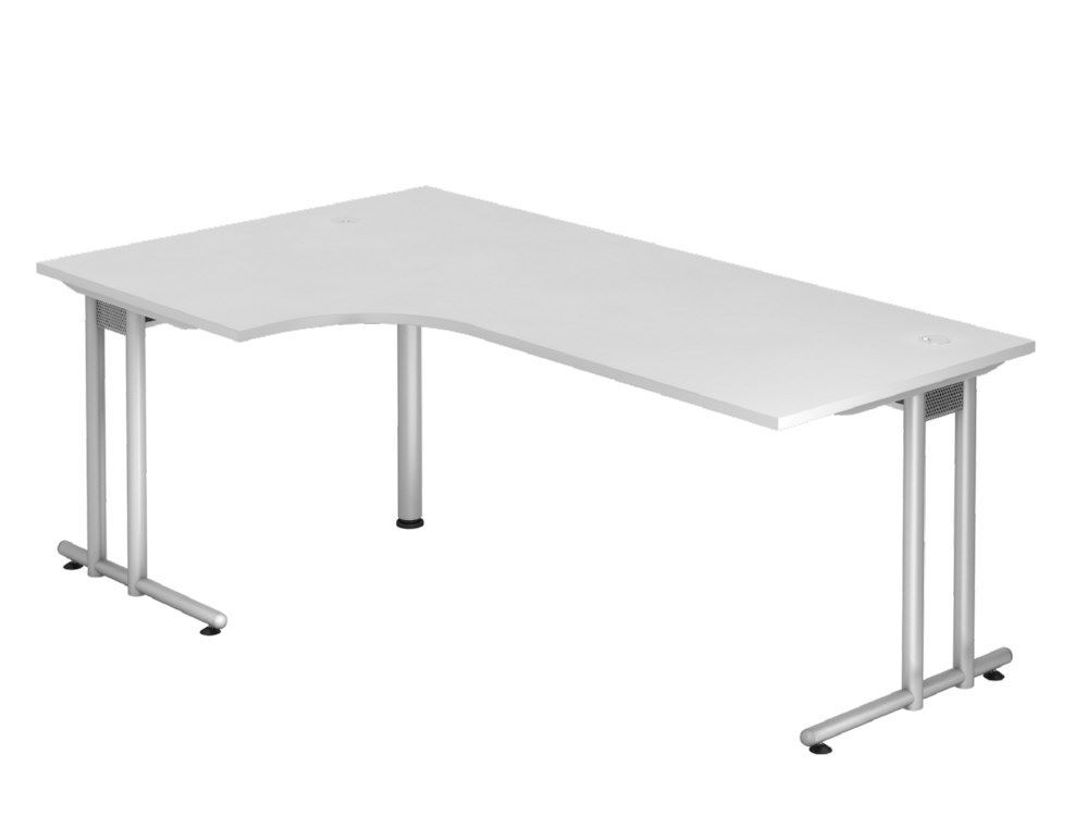 Hammerbacher Winkeltisch C-Fuß 200 x 120 cm 90 Grad Weiß / Silberr Produktbild Hammerbacher Winkeltisch C-Fuß 200 x 120 cm 90 Grad Weiß / Silberr
