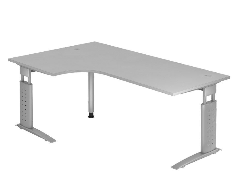 Hammerbacher Winkeltisch C-Fuß 200x  120 cm 90 Grad Grau / Silber Produktbild Hammerbacher Winkeltisch C-Fuß 200x  120 cm 90 Grad Grau / Silber
