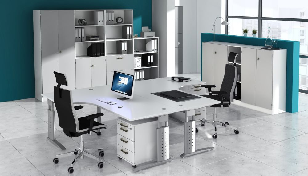 Produktbild Winkeltisch C-Fuß 200x120cm 90°Graphit/Silber bild 3