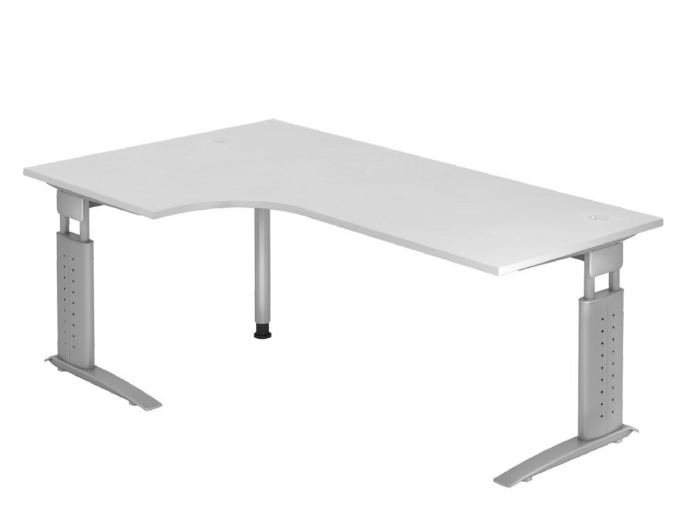 Hammerbacher Winkeltisch C-Fuß 200 x 120 cm 90 Grad Weiß / Silber Produktbild Hammerbacher Winkeltisch C-Fuß 200 x 120 cm 90 Grad Weiß / Silber
