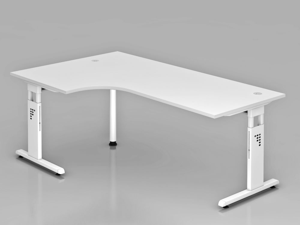Hammerbacher Winkelschreibtisch OS82 C-Fuß 200 x 120 cm 90 Grade Weiß höheneinstellbar Produktbild Hammerbacher Winkelschreibtisch OS82 C-Fuß 200 x 120 cm 90 Grade Weiß höheneinstellbar