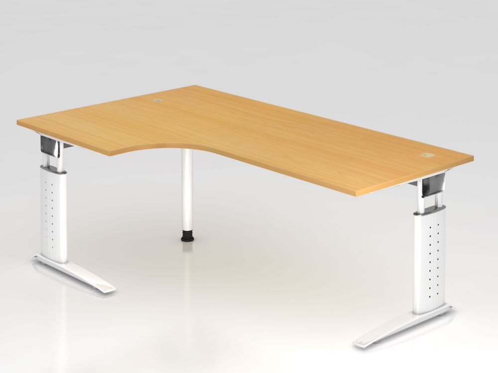 Hammerbacher Winkelschreibtisch C-Fuß 200 x 120 cm 90 Grad Bucheplatte 25 mm Produktbild Hammerbacher Winkelschreibtisch C-Fuß 200 x 120 cm 90 Grad Bucheplatte 25 mm