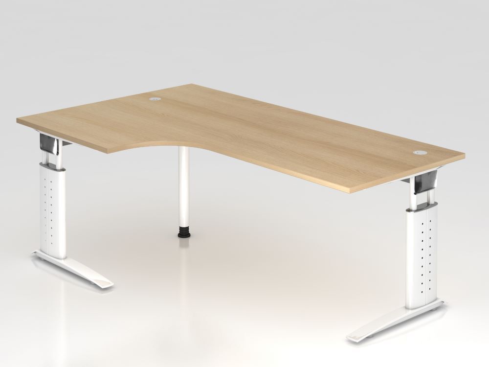 Hammerbacher Winkelschreibtisch C-Fuß 200 x 120 cm 90 Grad Eichep Patte 25 mm Produktbild Hammerbacher Winkelschreibtisch C-Fuß 200 x 120 cm 90 Grad Eichep Patte 25 mm