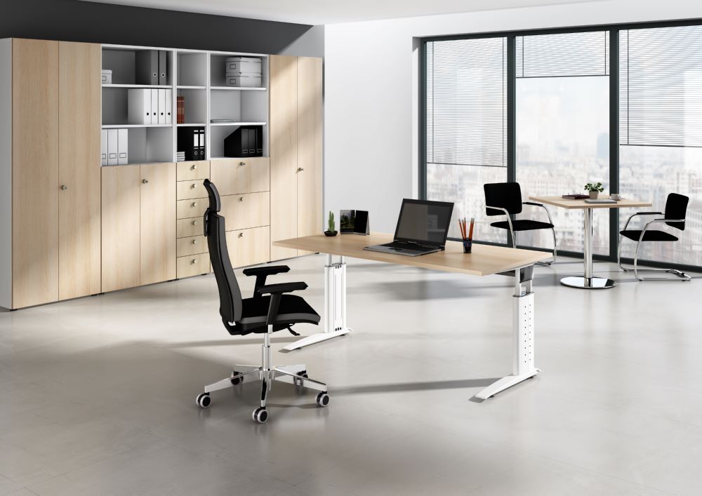 Produktbild Winkeltisch C-Fuß 200x120cm 90°Graphit/Weiß bild 2