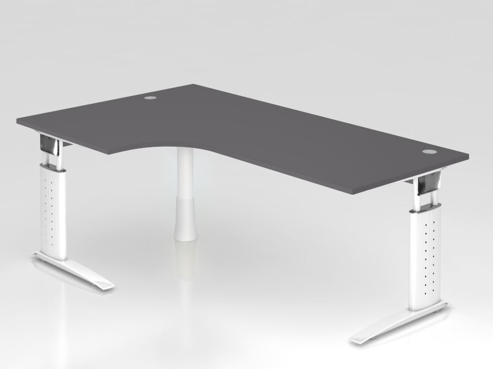 Produktbild Hammerbacher Winkeltisch C-Fuß 200x120cm 90 GradGraphit/Weiß