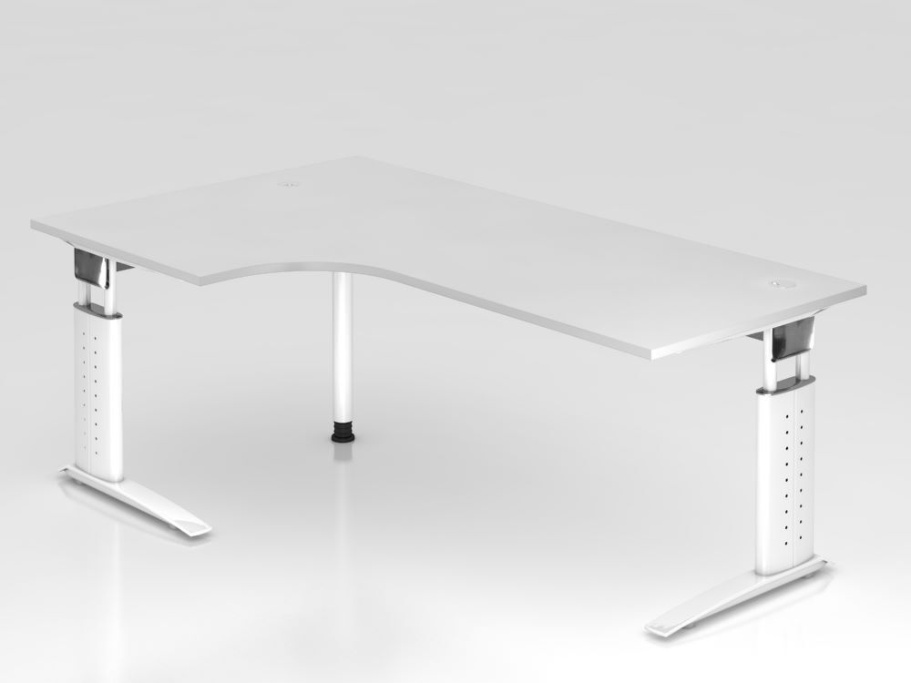 Hammerbacher Winkelschreibtisch US82 C-Fuß 200 x 120 cm 90 Grad Weiß Platte 25 mm Produktbild Hammerbacher Winkelschreibtisch US82 C-Fuß 200 x 120 cm 90 Grad Weiß Platte 25 mm