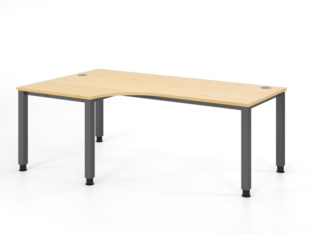 Produktbild Hammerbacher Winkeltisch 4Fuß eckig 200x120cm 90 Grad Ahorn