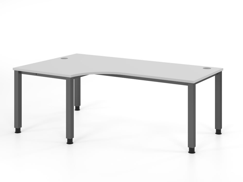Produktbild Hammerbacher Winkeltisch 4 Fuß eckig 200x120cm 90 Grad Grau