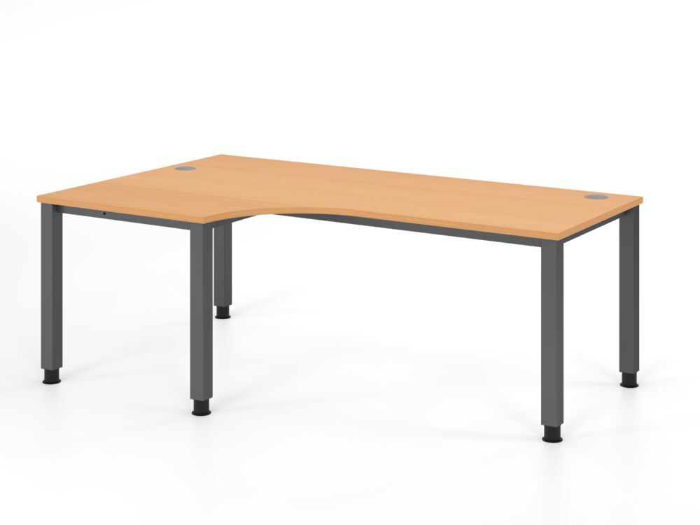 Produktbild Hammerbacher Winkeltisch 4 Fuß eckig 200x120cm 90 Grad Buche
