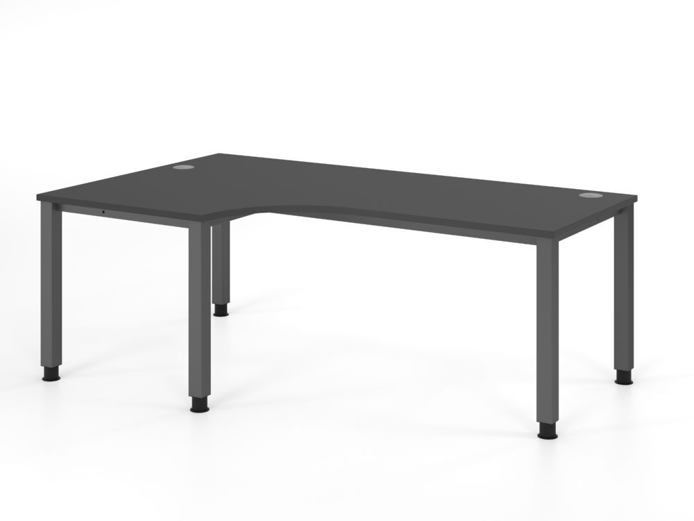 Produktbild Hammerbacher Winkeltisch 4 Fuß eckig 200x120cm 90 Grad Graphit
