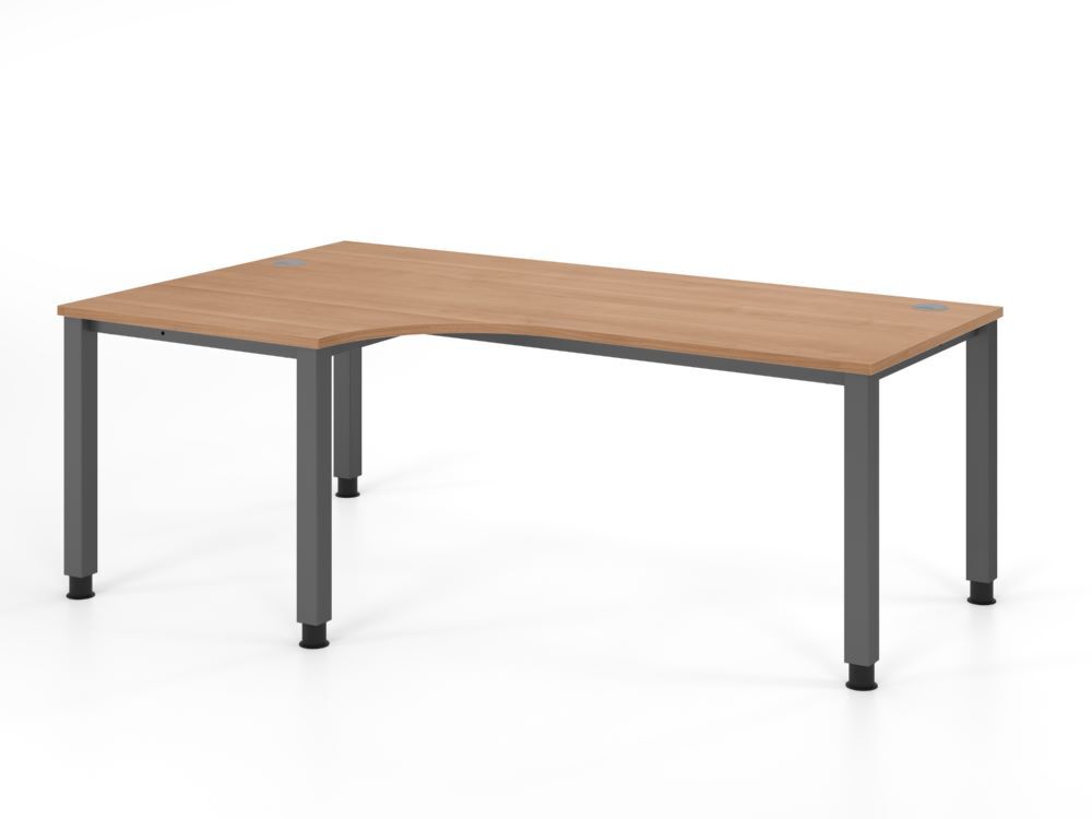 Produktbild Hammerbacher Winkeltisch 4 Fuß eckig 200x120cm 90 Grad Nussbaum