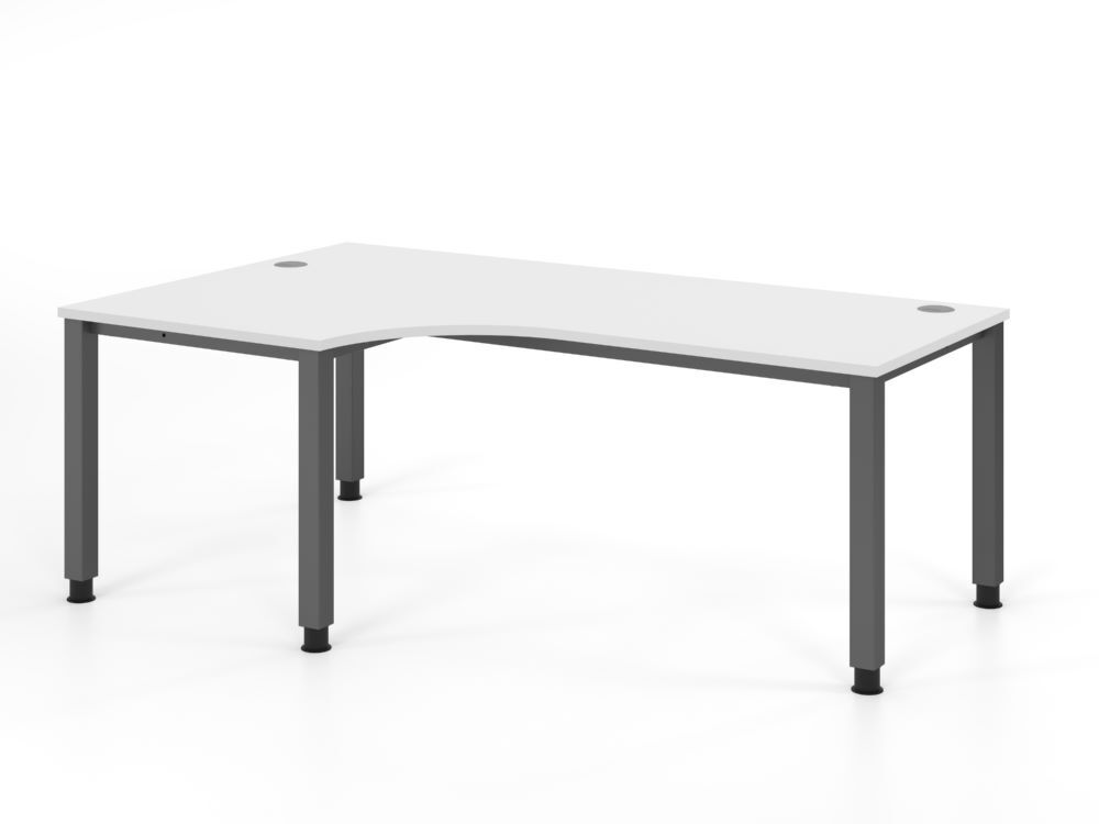 Produktbild Hammerbacher Winkeltisch 4Fuß eckig 200x120cm 90 Grad Weiß