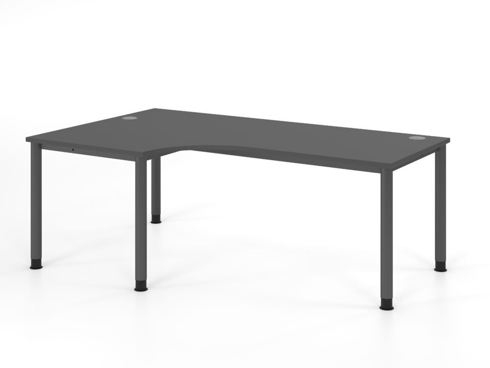 Produktbild Hammerbacher Winkeltisch 4 Fuß 200x120cm 90 Grad Graphit/Graphit