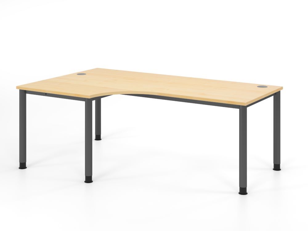 Produktbild Hammerbacher Winkeltisch 4 Fuß 200x120cm 90 Grad Ahorn/Graphit