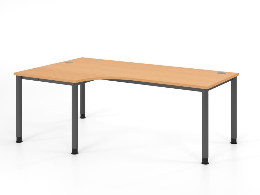 Produktbild Hammerbacher Winkeltisch 4 Fuß 200x120cm 90 Grad Buche/Graphit