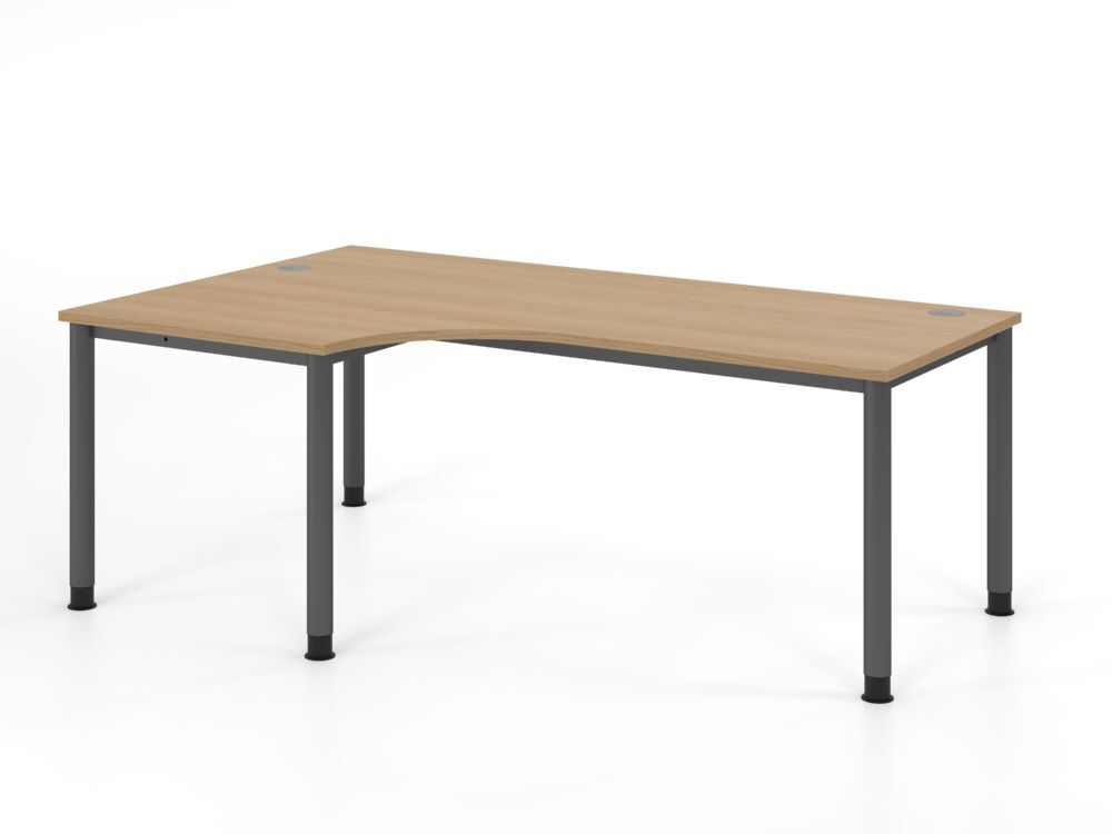 Produktbild Hammerbacher Winkeltisch 4 Fuß 200x120cm 90 Grad Eiche/Graphit
