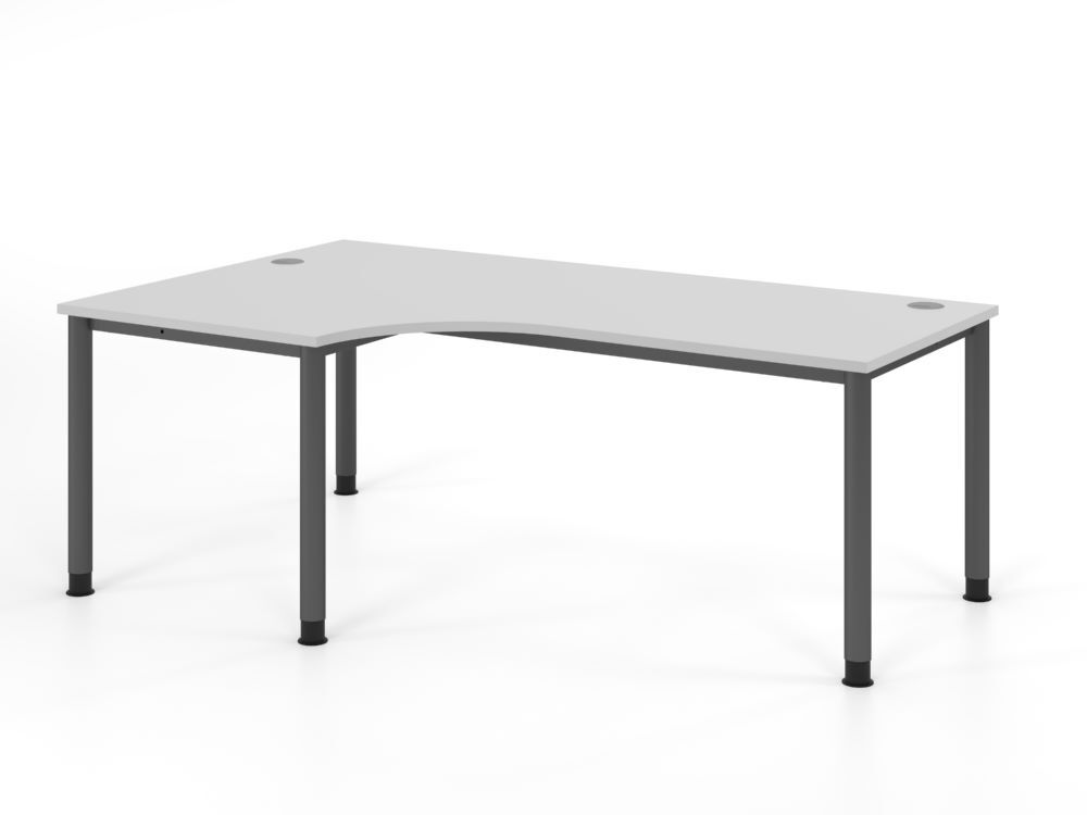 Produktbild Hammerbacher Winkeltisch 4 Fuß 200x120cm 90 Grad Grau/Graphit