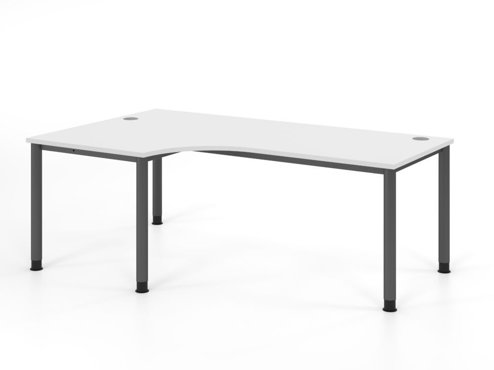 Produktbild Hammerbacher Winkeltisch 4 Fuß 200x120cm 90 Grad Weiß/Graphit