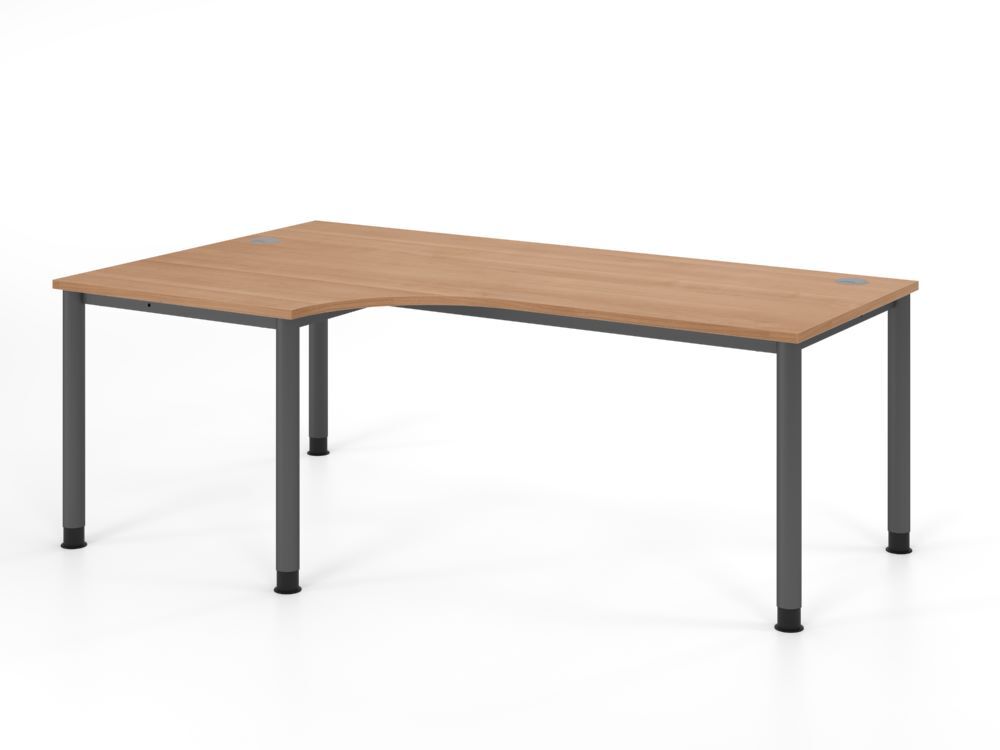 Produktbild Hammerbacher Winkeltisch 4 Fuß 200x120cm 90 Grad Nussbaum/Graphit
