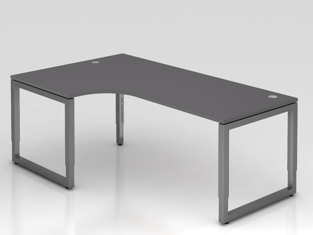 Produktbild Hammerbacher Winkeltisch O-Fuß eckig 200x120cm Graphit/Graphit