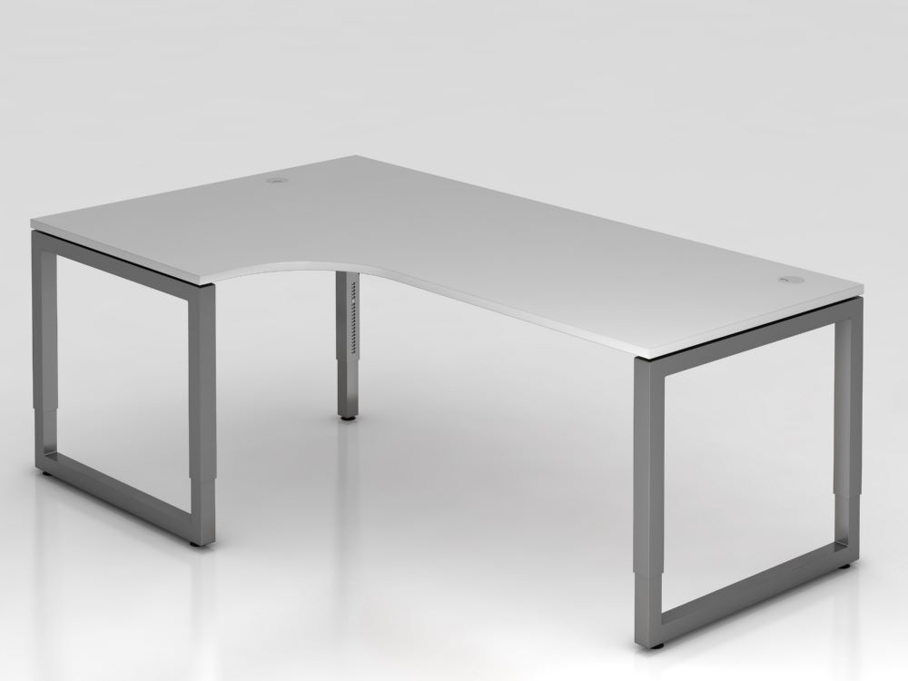 Hammerbacher Winkelschreibtisch O-Fuß eckig 200 x 120 cm höheneinstellbar Grau Produktbild Hammerbacher Winkelschreibtisch O-Fuß eckig 200 x 120 cm höheneinstellbar Grau