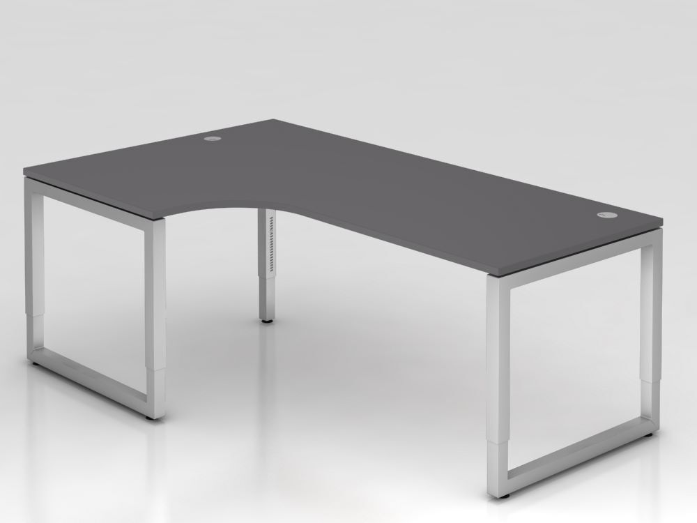 Produktbild Hammerbacher Winkeltisch O-Fuß eckig 200x120cm Graphit/Silber