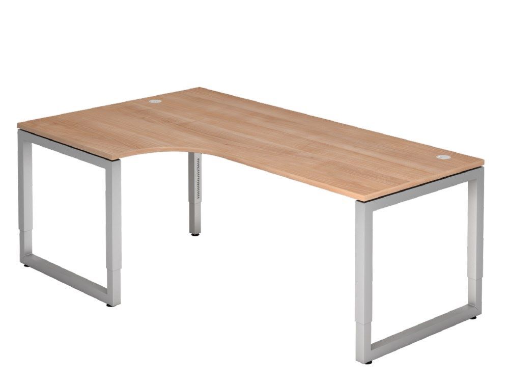 Hammerbacher Winkeltisch O-Fuß eckig 200 x 120 cm 90 Grad Nussbaum Produktbild Hammerbacher Winkeltisch O-Fuß eckig 200 x 120 cm 90 Grad Nussbaum