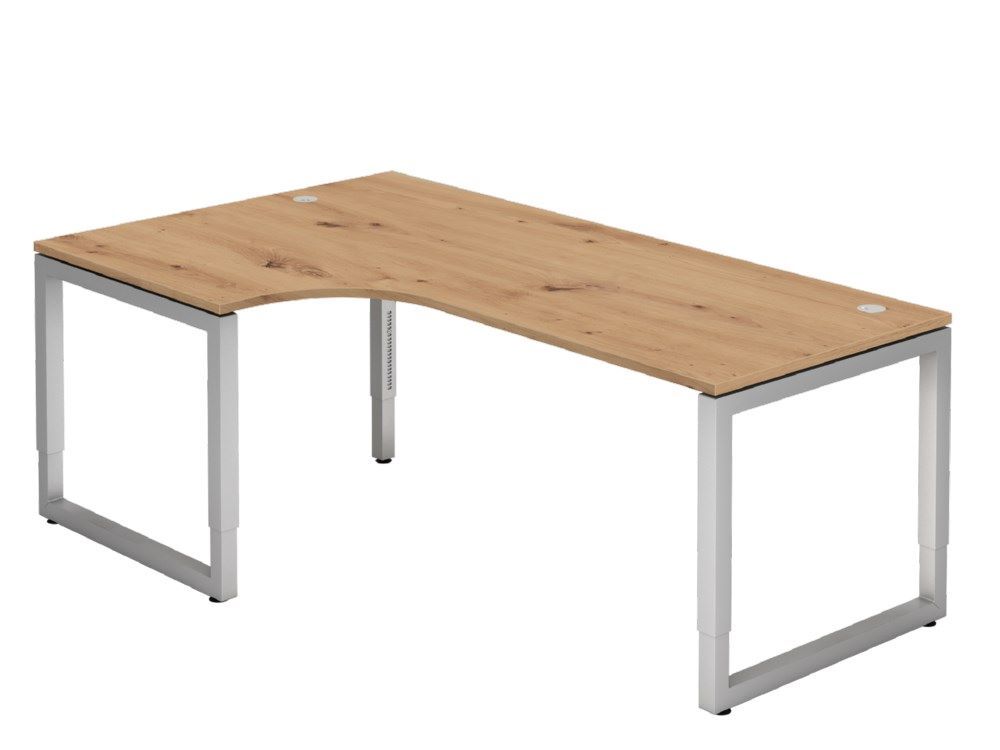 Hammerbacher Winkeltisch O-Fuß eckig 200 x 120 cm 90 Grad Asteiche / Silber Produktbild Hammerbacher Winkeltisch O-Fuß eckig 200 x 120 cm 90 Grad Asteiche / Silber