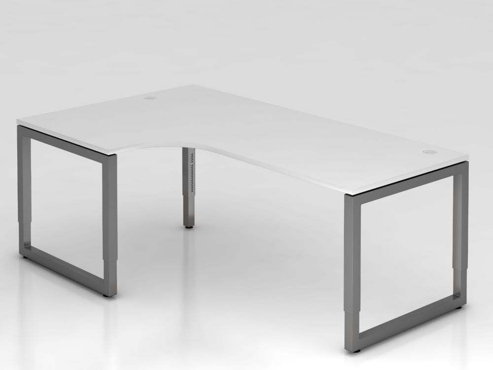 Hammerbacher Winkelschreibtisch RS82 O-Fuß eckig 200 x 120 cm Weißplatte 25 mm Produktbild Hammerbacher Winkelschreibtisch RS82 O-Fuß eckig 200 x 120 cm Weißplatte 25 mm