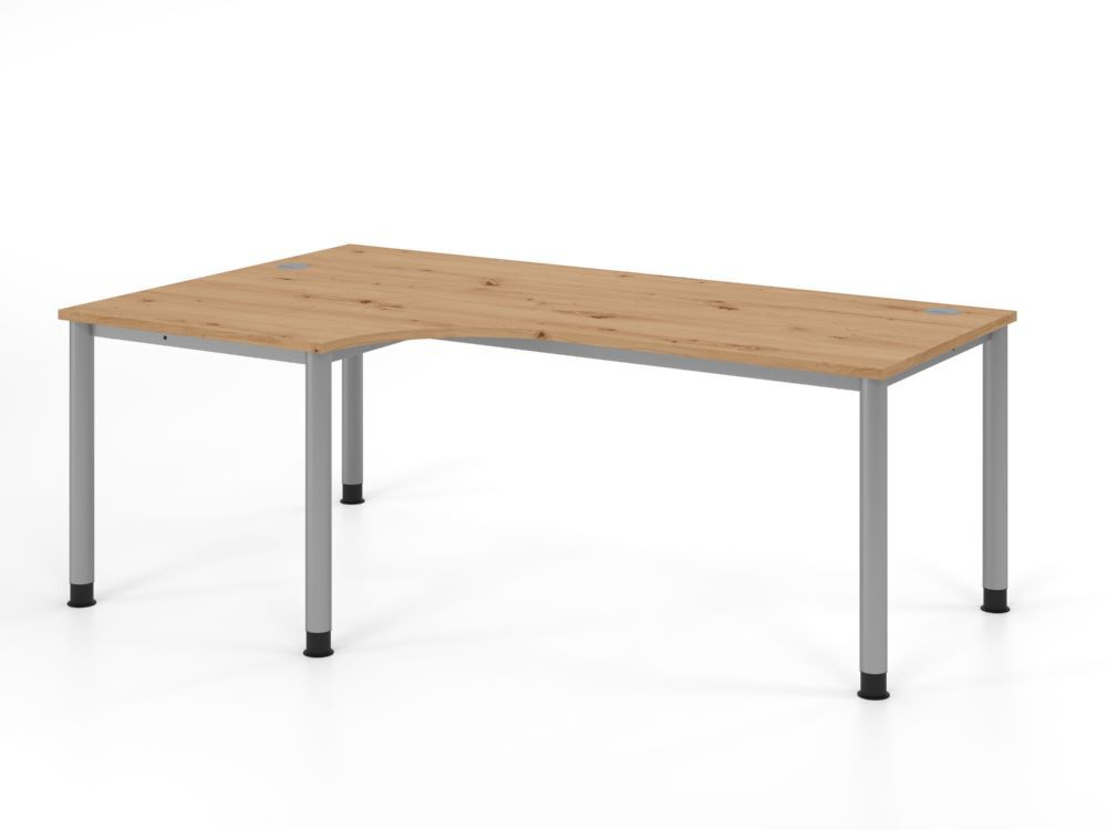 Produktbild Hammerbacher Winkeltisch 4 Fuß 200x120cm 90 Grad Asteiche/Silber