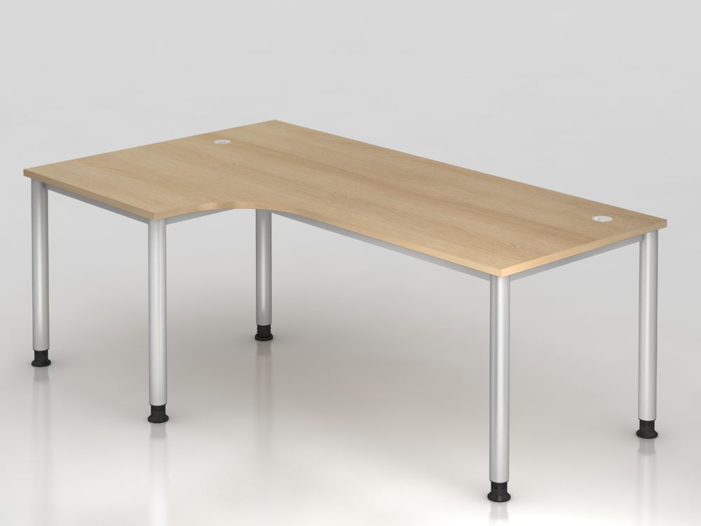 Hammerbacher Winkelschreibtisch 200 x 120 cm 90 Grad Eiche Silber Produktbild Hammerbacher Winkelschreibtisch 200 x 120 cm 90 Grad Eiche Silber