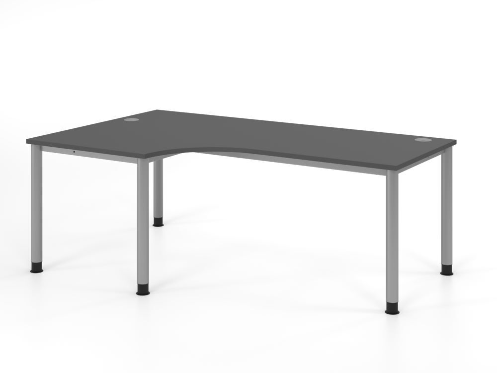 Produktbild Hammerbacher Winkeltisch 4 Fuß 200x120cm 90 Grad Graphit/Silber