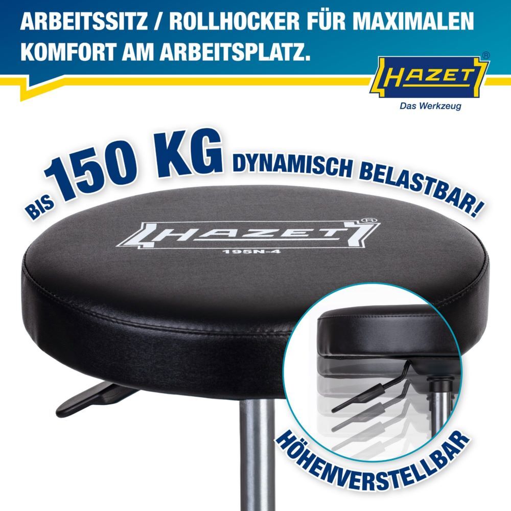 Produktbild Arbeitssitz Hocker 195N-4 bis 150 kg rollbar bild 4